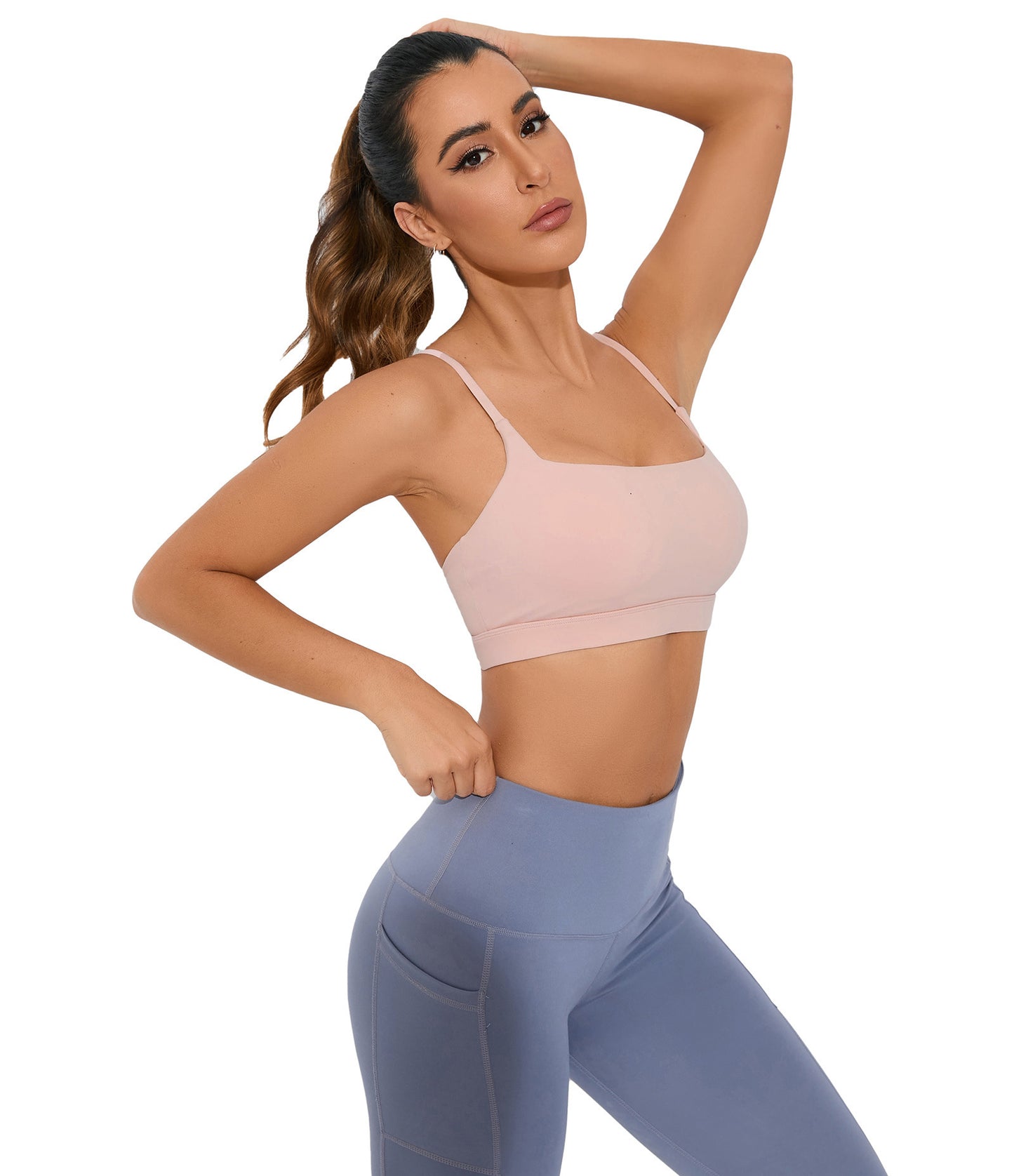 Ladies Seamless Workout Sports Bra for Running and Outdoor Activities Supportive Shock Absorbent and White Knitted Activewear