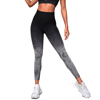 Spring Summer Tie Dye Gradient Yoga Pants High Waist Tummy Control Leggings for Enhanced Curves High Elasticity Fitness Crop Pants for Comfort and Style