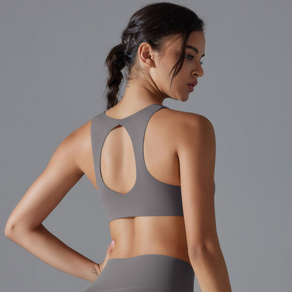 Breathable and Skin Friendly Sports Bra with Cutout Design for Yoga Shock Absorbing Support and Enhanced Lift