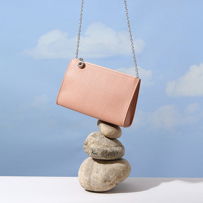 Genuine Leather Women's Shoulder Bag Grain Cowhide Commuter Tote with Minimalist Design and Chic Aesthetic