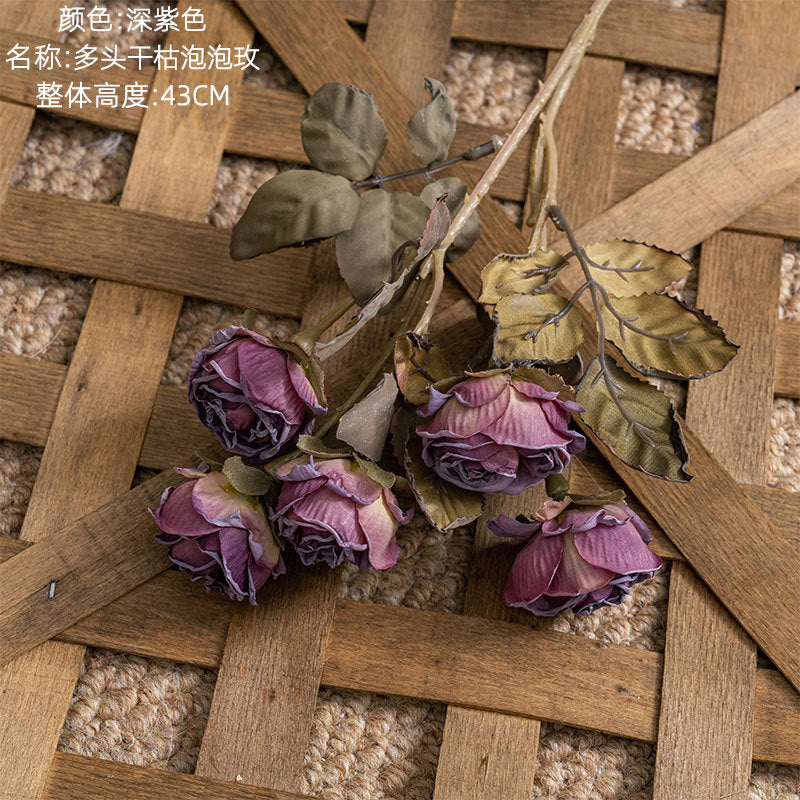 Beautiful Multi-Headed Artificial Dried Bubble Rose - Perfect for Wedding & Event Decor, Greenery Home Accents - High-Quality Craftsmanship MW66901