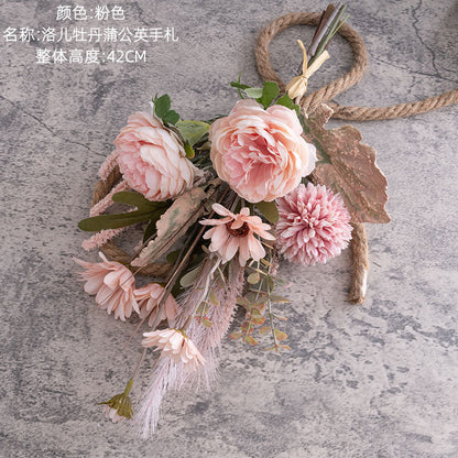 Elegant Faux Peony and Dandelion Bouquet - Perfect for Home Décor, Weddings, and Wall Art - CF01353