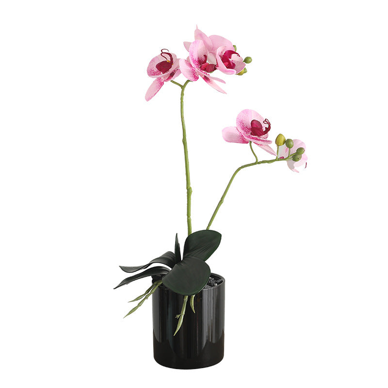 Stunning 3D Faux Orchid Arrangement with Leaves – Elegant Living Room Decor, Perfect for Weddings and Special Events