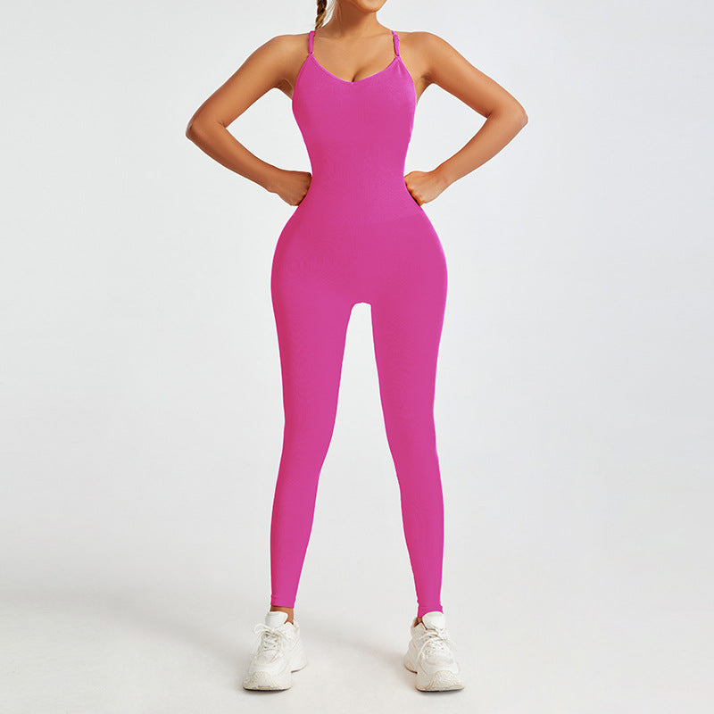 Seamless Backless Yoga Jumpsuit Versatile Fitness Bodysuit for Dance Yoga and Workout Comfortable and Breathable Activewear