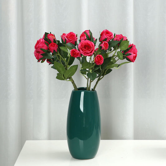 Luxurious 6-Head Realistic Faux Roses for Elegant Scandinavian Home Décor - Perfect for Living Room Accents and Timeless Floral Arrangements