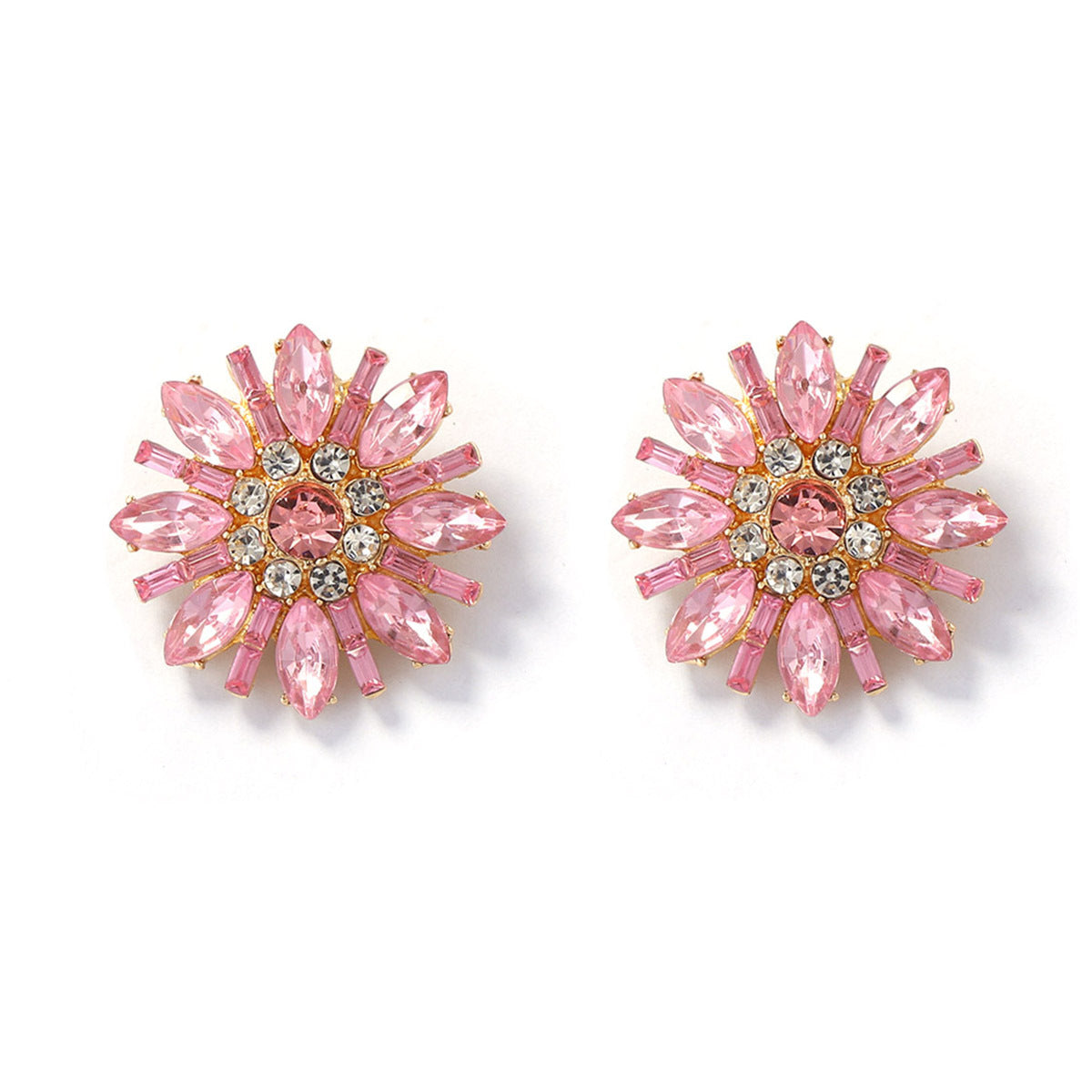Elegant Luxe  Sparkling Flower Sunflower Stud Earrings - Versatile Multi-Color Daily Wear Jewelry for Parties and Special Occasions