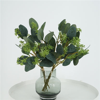 Lifelike Eucalyptus Leaf Bundles with Fruit - Perfect Artificial Greenery for Home Decor, Wedding Photography, Business Settings, and Living Room Accents