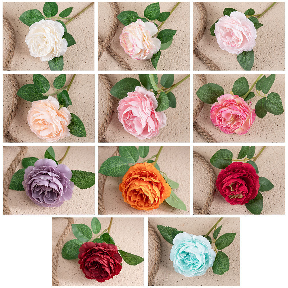 Single-Head Western Rose and Core Peony Artificial Flowers - Perfect Home Decor and Wedding Handheld Bouquet - Stunning, Realistic Faux Floral Arrangement for Celebrations and Events | MW51005