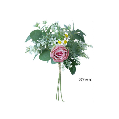 Elegant Nordic-Inspired  Artificial Rose and Chrysanthemum Bouquet - Perfect for Outdoor Weddings and Table Decor, Lifelong Beauty in Realistic Flowers