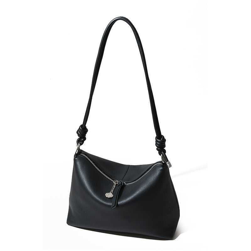 Genuine Leather Drawstring Shoulder Bag for Women Spacious and Crossbody Handbag