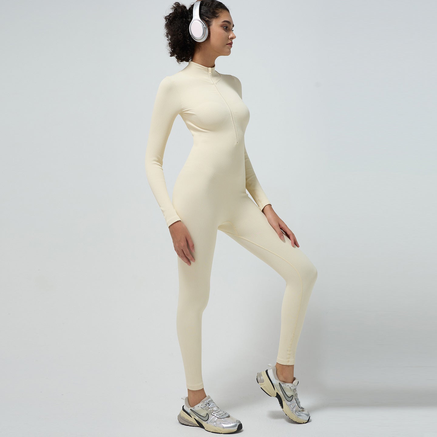 Fall Winter High Strength Ribbed Yoga Jumpsuit for Women No Padding Slimming Fit for Intense Training Sessions