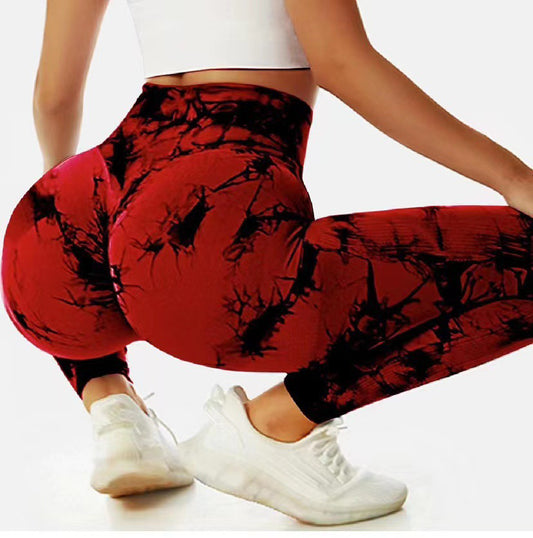 High Waisted Tie Dye Butt Lifting Quick Dry Fitness Leggings Breathable Peach Boosting Compression for Running Training and 3 4 Yoga Practice