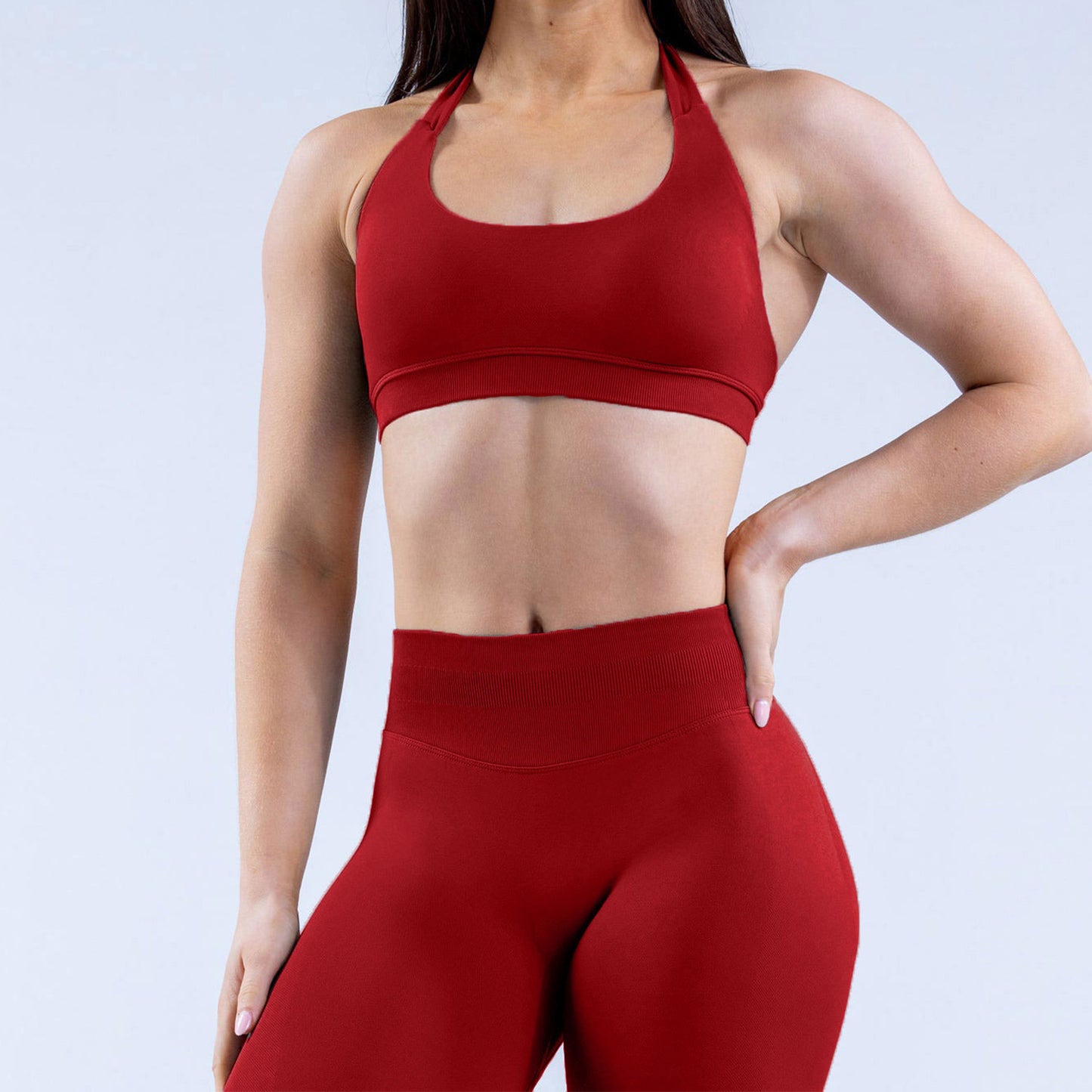 High Elasticity Seamless Backless Sports Bra for Maximum Comfort and Style Yoga Bra with Deep V Neck and Adjustable Neck Straps