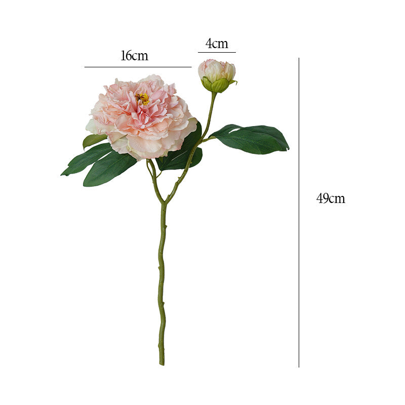 Elegant European-Style Home Décor: Realistic Artificial Peony Flowers with Two Elegant Heads for Living Room and Entryway Display