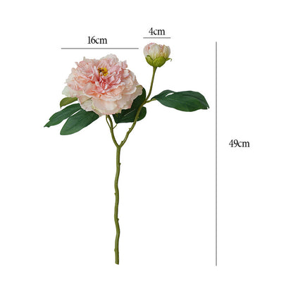 Elegant European-Style Home Décor: Realistic Artificial Peony Flowers with Two Elegant Heads for Living Room and Entryway Display