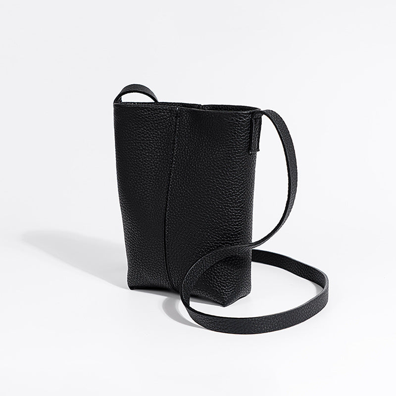 Minimalist Genuine Leather Crossbody Phone Bag for Women Compact Versatile and Mini Purse for Everyday Use