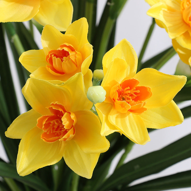 Realistic Artificial Yellow Daffodil Bouquet - Perfect Table Decor for Home and Office - Vibrant Indoor Decorative Flowers