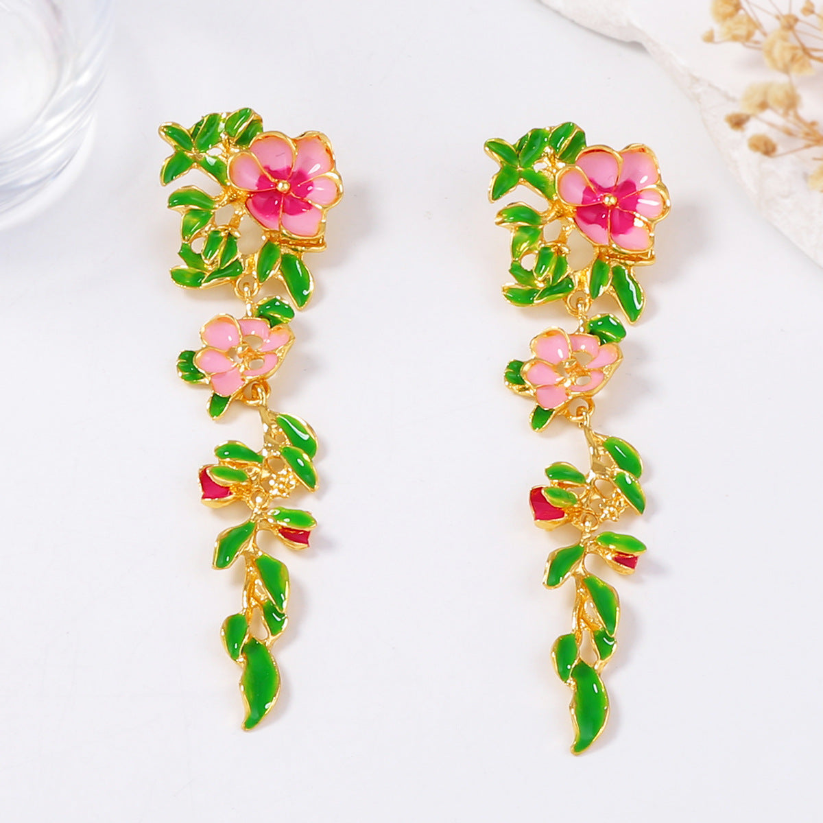 Exquisite Long Floral Drop Earrings for Women – Chic and Elegant Lightweight Tassel Jewelry with Unique Oversized Design