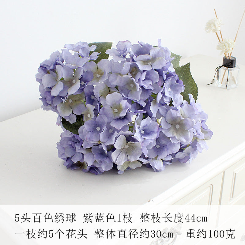 Elegant 5-Head Hydrangea Artificial Flowers - Realistic Silk Floral Arrangements for Weddings, Events, Hotels, and Home Decor