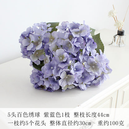 Elegant 5-Head Hydrangea Artificial Flowers - Realistic Silk Floral Arrangements for Weddings, Events, Hotels, and Home Decor