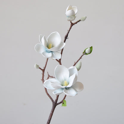 Elegant Magnolia Artificial Flowers -  EVA Cotton Home Decor Piece - Perfect for Living Room Styling & Photography Props - Stunning 3-Head Arrangement