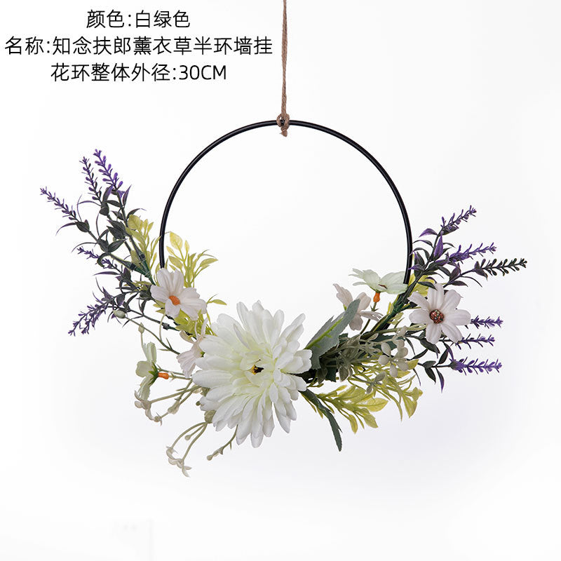 Stunning Rose and Lavender Half-Circle Wall Hanging Faux Flower Bouquet – Perfect for Weddings and Home Décor – CF01106