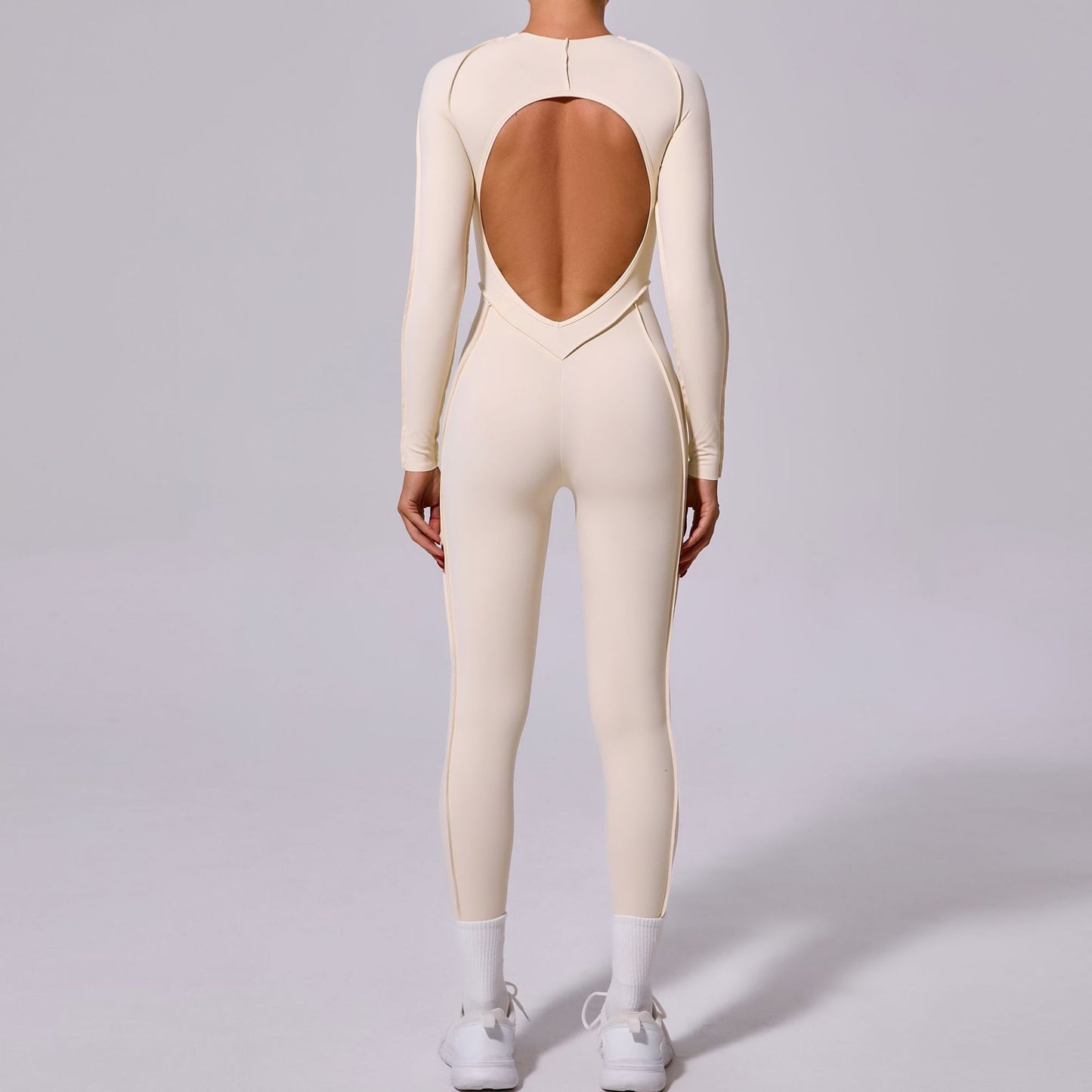 Winter One Piece Sports Bodysuit Long Sleeve Backless Yoga Outfit with Full Length Tights for Comfort and Style