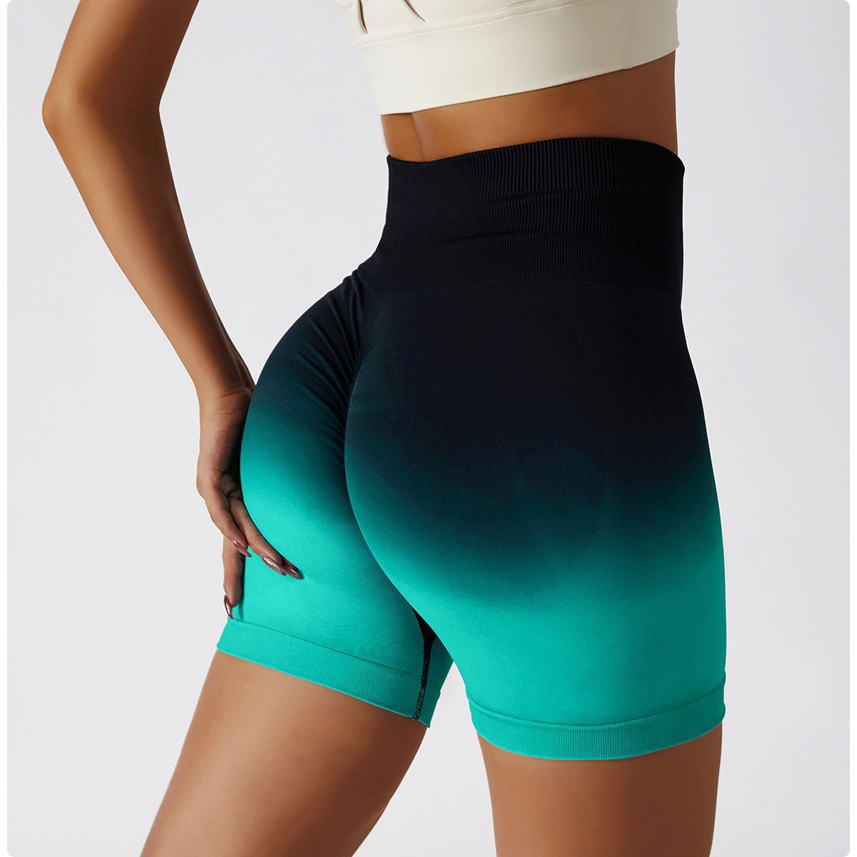 Seamless High Waisted Yoga Shorts for Women Breathable Peach Gradient Compression Bottoms for Running Fitness Working Out