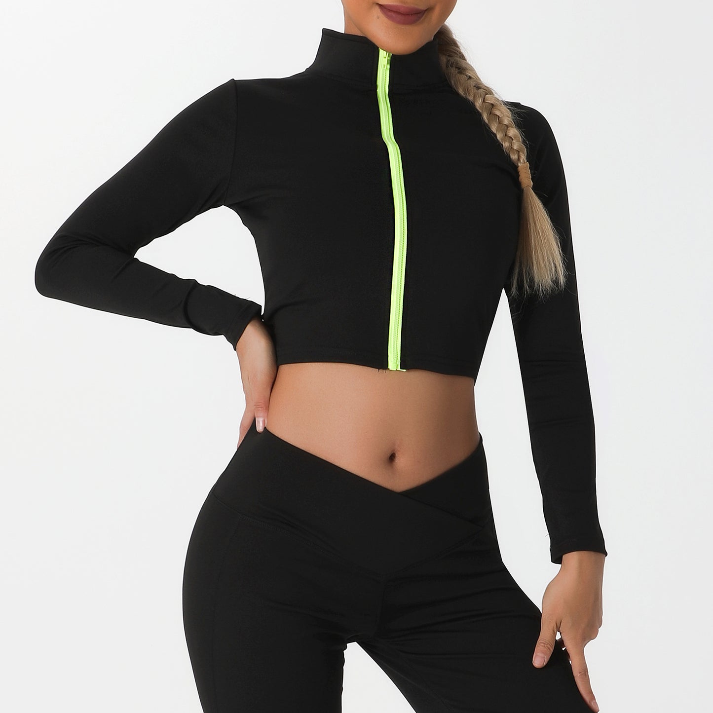 Women's Yoga Set Long Sleeve Sports Top and Full Length Pants for Fitness Spring and Autumn Activewear Combo