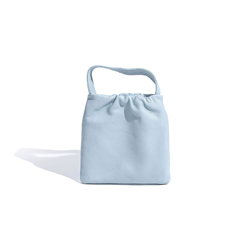 Luxurious Genuine Leather Crossbody Bag Chic Crinkled Design Lightweight and Versatile Handheld Square Purse for Modern Style