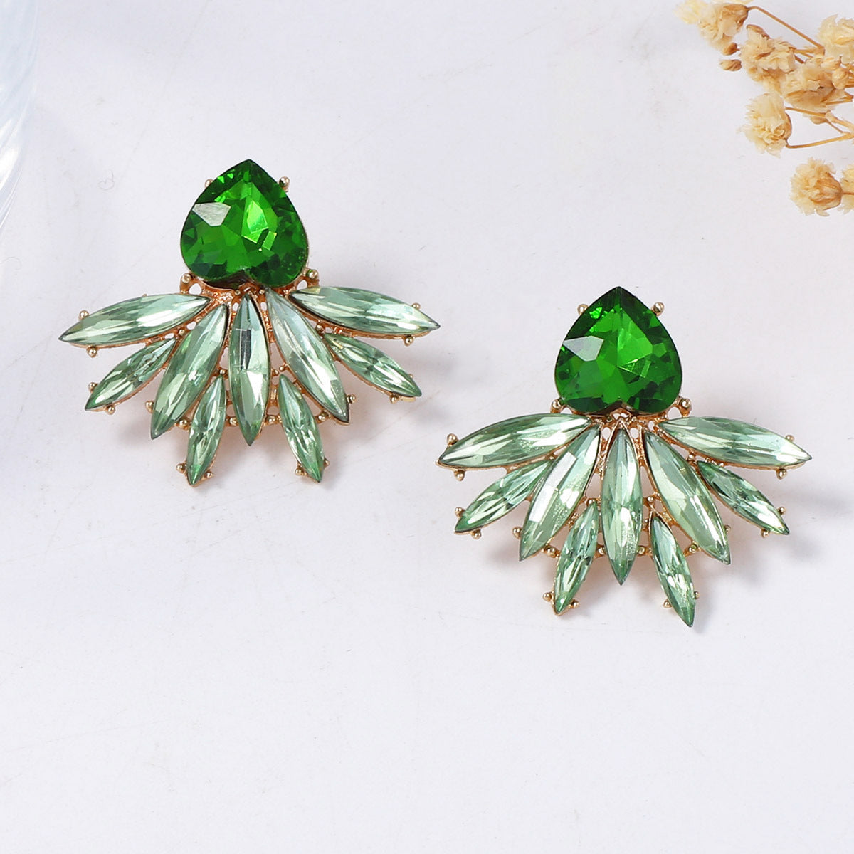 Exquisite Minimalist Fresh Alloy Full-Diamond Waterdrop Leaf Earrings for Women - Chic Luxury Jewelry to Elevate Your Style