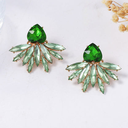 Exquisite Minimalist Fresh Alloy Full-Diamond Waterdrop Leaf Earrings for Women - Chic Luxury Jewelry to Elevate Your Style