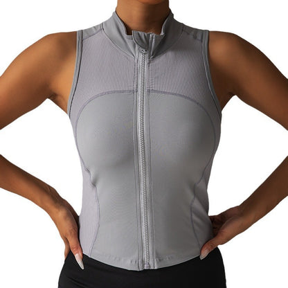 Women s Sleeveless Zip Up Vest with Built In Support Ideal for Yoga Fitness and Outdoor Activities Comfortable Sports Bra Tank Top