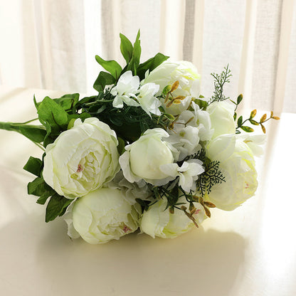 Realistic European Style 13-Head Foamed Peony Bridal Bouquet - Perfect for Weddings, Home Decor, and Floral Arrangements