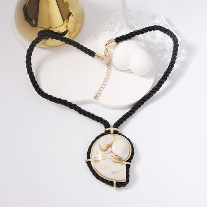 Summer Collection: Unique Black Braided Seashell Pendant Necklace with Ocean-Inspired Resin Art – Perfect for Beach Getaways