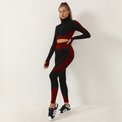 High Waisted Quick Dry Women's Yoga Set Long Sleeve Top Full Length Pants for Fall Winter Fitness for Gym Training and Everyday Comfort