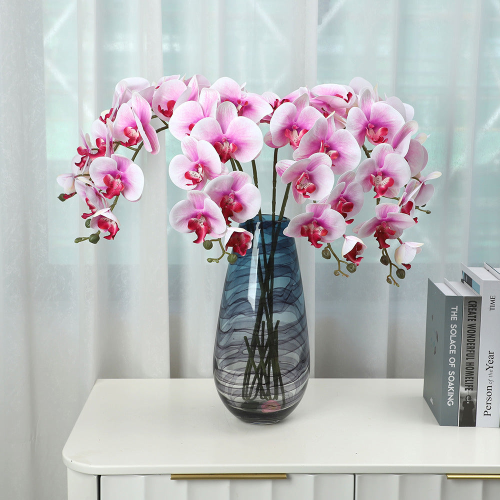 Lifelike 9-Head 3D Printed Orchid Flower Arrangement - Perfect for Home Décor, Living Room Styling, and Elegant Wedding Decorations