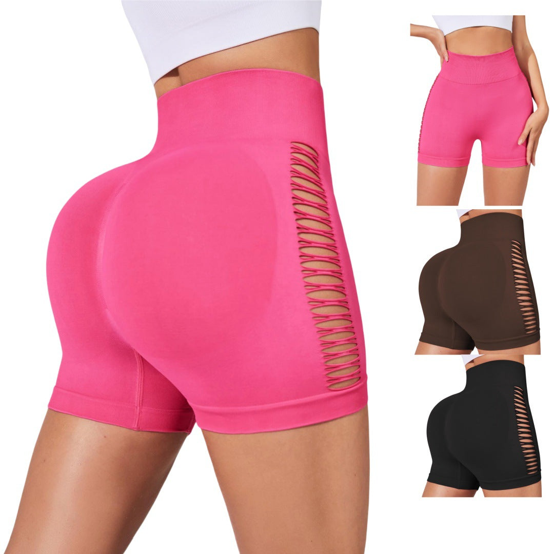 Seamless High Waisted Women's Yoga Shorts with Side Cutouts Elevate Your Workout with Butt Lifting Design and Comfortable Fit for Outdoor Activities