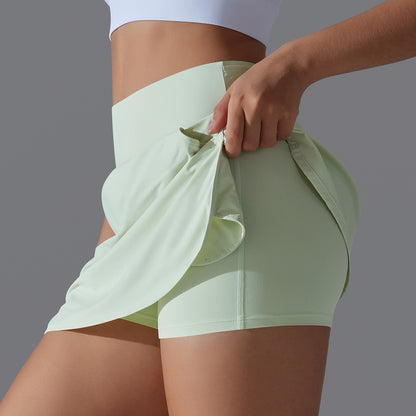 High Waisted Outdoor Tennis Skirt with Built In Shorts and Pockets UV Protection No Show Design for Yoga and Active Wear