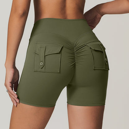 High Waisted Yoga Shorts for Women Butt Lifting Athletic Fit with Pockets for Workout and Fitness Style 8882