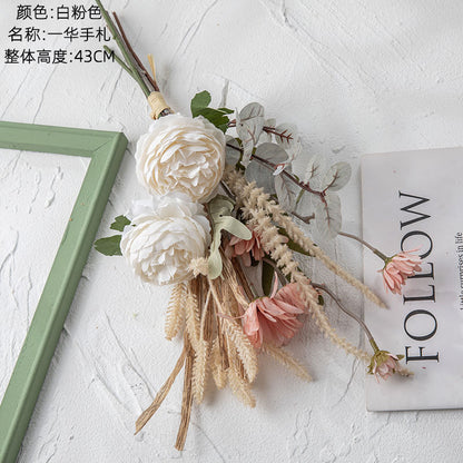 Elegant Faux Flower Bouquet - Handmade Realistic Wedding Décor, Beautiful Decorative Wall Art, Perfect for Home Decoration, Rose Design CF01237