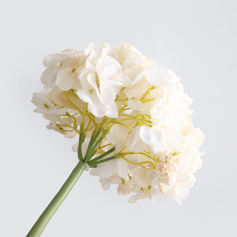 Elegant Hotel Window Display Decor:  Faux Hydrangea Bouquet with Burnt Edge Details - Korean-Style Bridal Handheld Arrangement in Gorgeous American Aesthetic