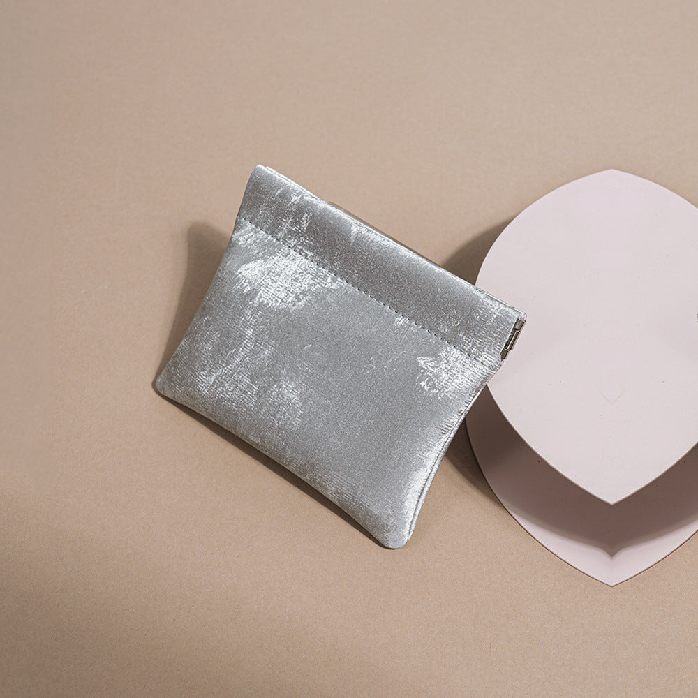 Luxurious Satin Leather Coin Purse with High Quality Snap Closure Elegant Card Holder for Lipstick Earphones Genuine Leather Accessory