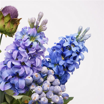 Realistic Delphinium and Hyacinth Artificial Flowers - Single Purple Violet Stem for Home Decor, Wedding Decorations, and Photography Props in Beautiful Blue