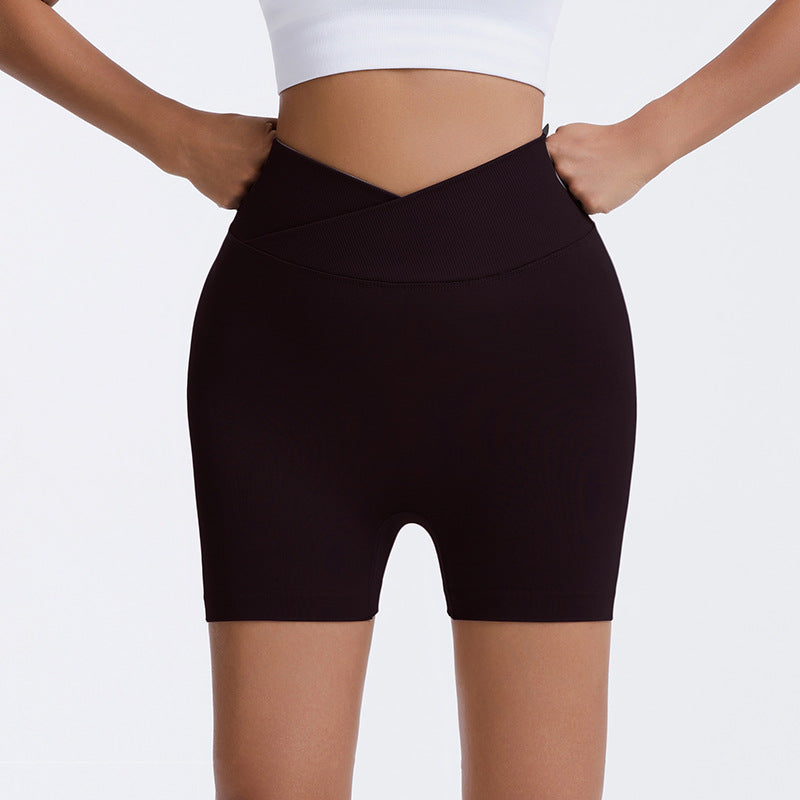 High Waisted Seamless Peach Lift Cross Yoga Shorts Ultra Stretchy for Running Fitness Comfortable and for All Workouts