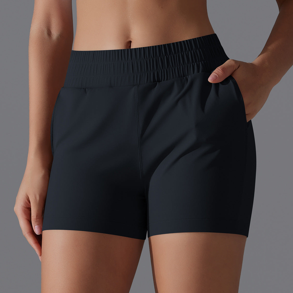 Women s Summer Solid Color Colorblock Athletic Shorts with Pockets Versatile Gym and Yoga Shorts to Prevent Transparency