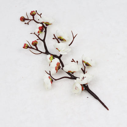 Realistic Plum Blossom Branch Faux Flower Bouquet - Elegant Plastic Home Decor for Living Room Vase Arrangements