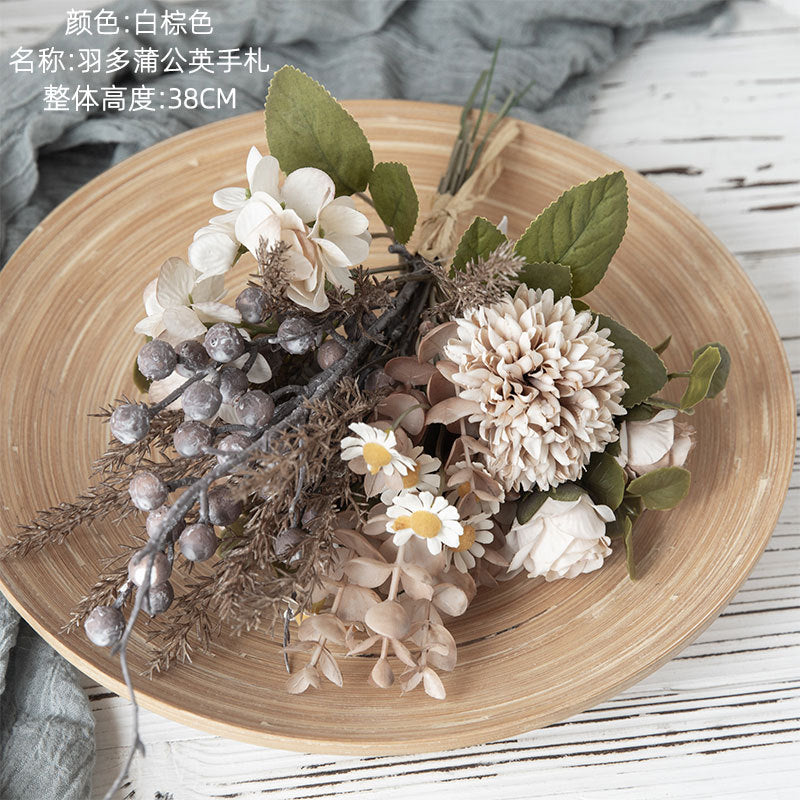 Elegant Faux Dandelion Bouquet - Stunning Home Decor and Wedding Floral Arrangement with Realistic Roses - Perfect for Bouquets and Wall Decorations | Model CF01146