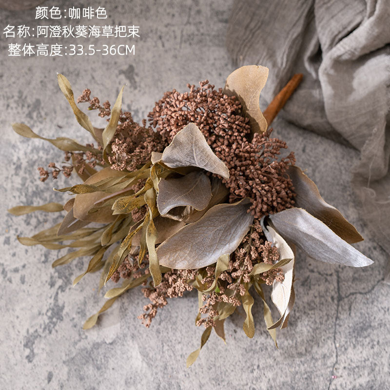 Azheng Realistic Faux Flower Bouquet with Okra and Seagrass - Perfect for Home Decor, Weddings, and Special Events - CL62003