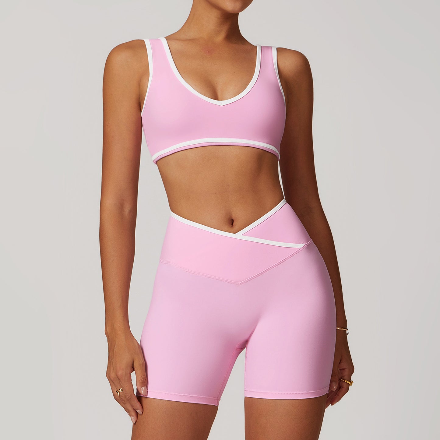 Color Blocked Cross Back High Waisted Women s Yoga Set Slim Fit Breathable Sportswear for Running and Gym Workouts Style 8843